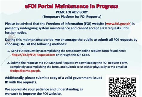 eFOI portal maintenance in progress.